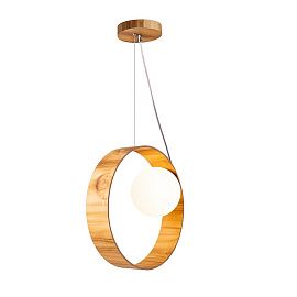 QN-SFERA-1P-TEAK SFERA Teak Veneer /Nickel-Plated Aluminium/Opal// подвесной E27 1х40  х  QN-SFERA-1P-TEAK