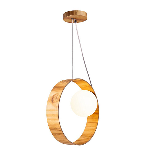 QN-SFERA-1P-TEAK SFERA Teak Veneer /Nickel-Plated Aluminium/Opal// подвесной E27 1х40  х  QN-SFERA-1P-TEAK