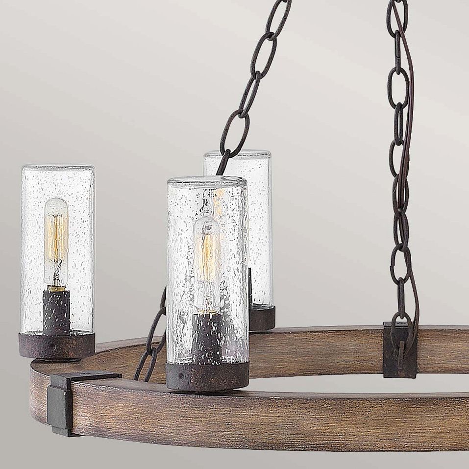 HK-SAWYER6-SQ  SAWYER Sequoia wood effect with rust Iron accents/Clear seeded// подвесной E14 6х40     