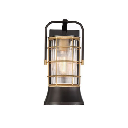 QN-RIVAMAR-S-BLK-GD RIVAMAR Black and Brushed Gold/Clear Ribbed// настенный E27 1х40  х  QN-RIVAMAR-S-BLK-GD