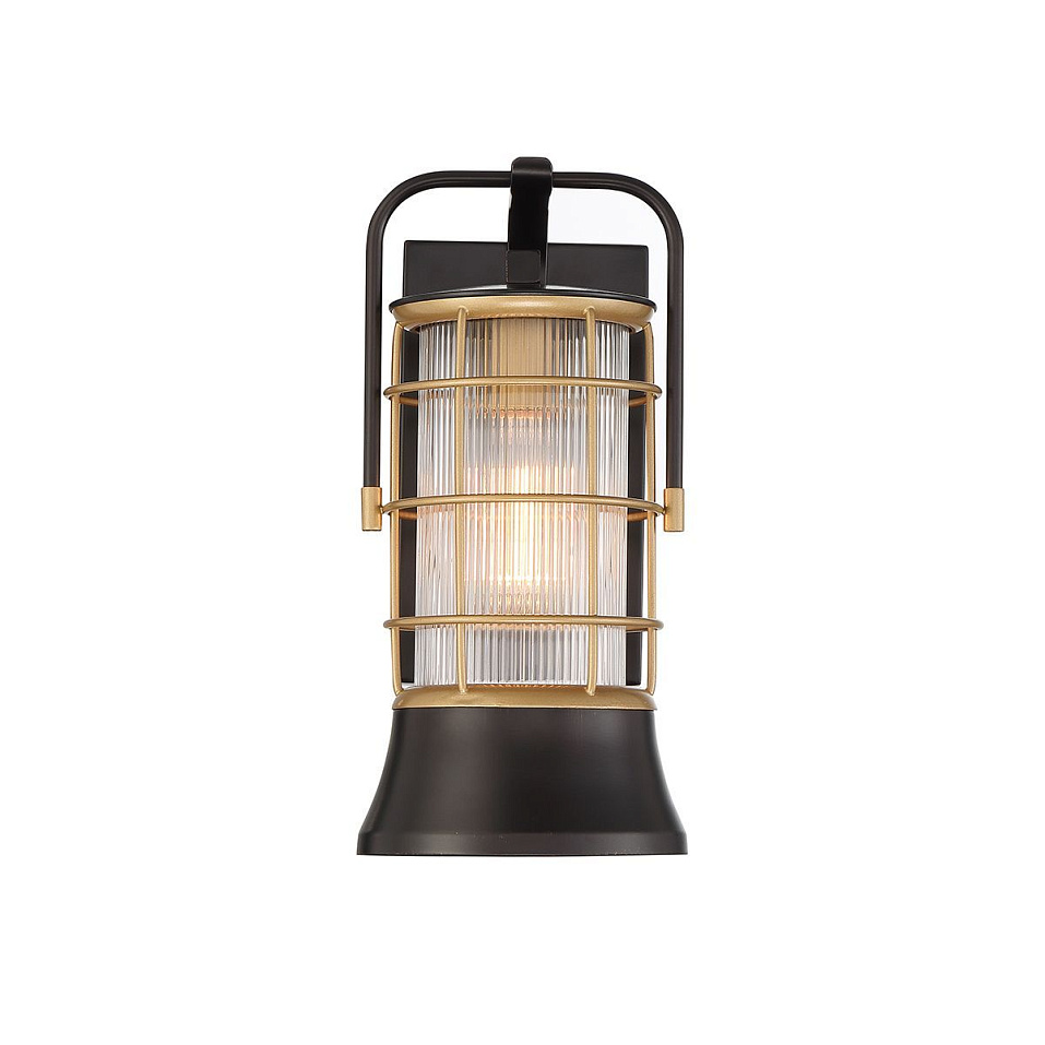 QN-RIVAMAR-S-BLK-GD RIVAMAR Black and Brushed Gold/Clear Ribbed// настенный E27 1х40  х   