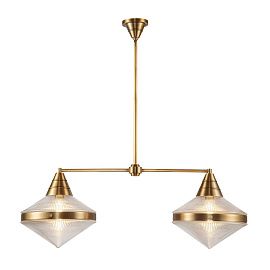 QN-WILLARD-LP2-VBS-PG  WILLARD Vintage Brass /Clear Prismatic// подвесной E27 2х60  х  QN-WILLARD-LP2-VBS-PG 