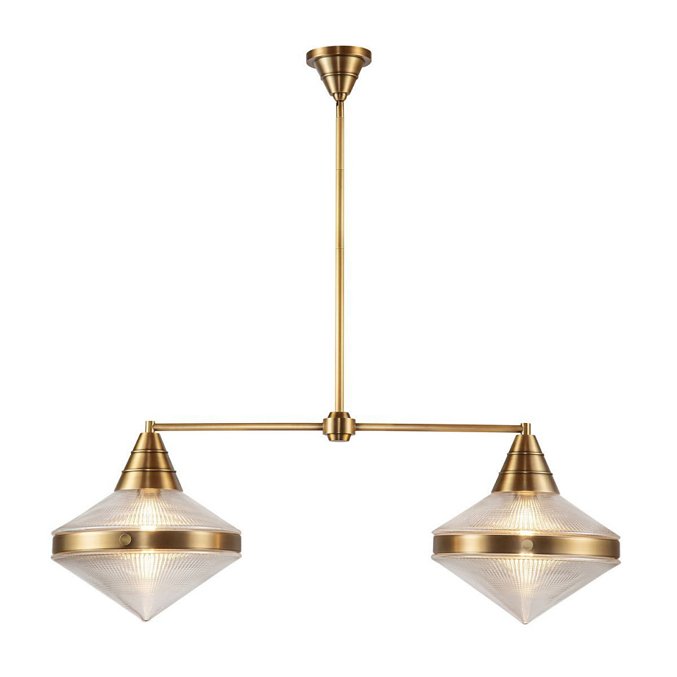 QN-WILLARD-LP2-VBS-PG  WILLARD Vintage Brass /Clear Prismatic// подвесной E27 2х60  х   