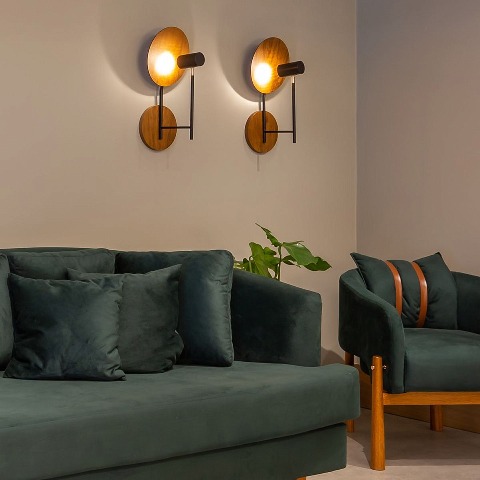 QN-DOT-WB1-TEAK DOT Teak Veneer / Black /Nickel/Teak Veneer// настенный GU10LED 1х8  х   