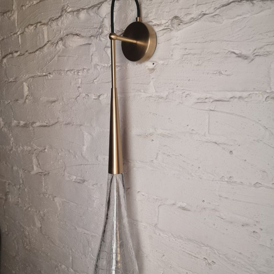 DROP WALL LAMP DROP латунь/прозрачный/кракле// настенный G9 1х7  х   