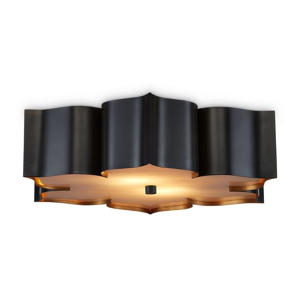 QNC-GRAND-LOTUS-F-L-BCGL GRAND LOTUS Matte Black / Contemporary Gold///Faux Alabaster потолочный E27   