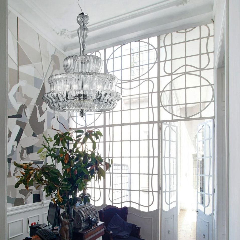 NOVECENTO SP G CR/RI  CR NOVECENTO chrom/crystal// подвесной E14 5х60  х   