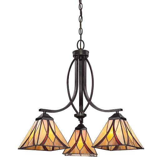 QZ-ASHEVILLE3 ASHEVILLE Valiant Bronze/multicolor// подвесной E27 3х60  х  QZ-ASHEVILLE3