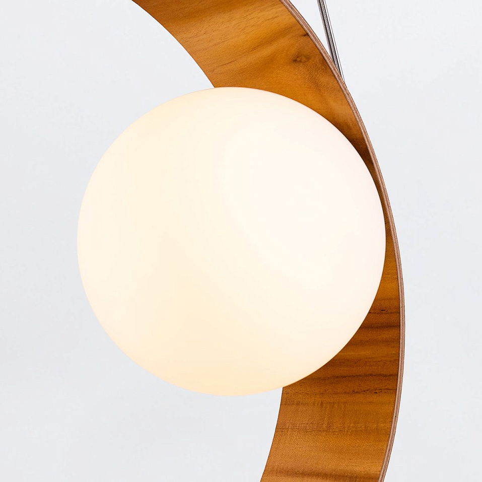 QN-SFERA-1P-TEAK SFERA Teak Veneer /Nickel-Plated Aluminium/Opal// подвесной E27 1х40  х   