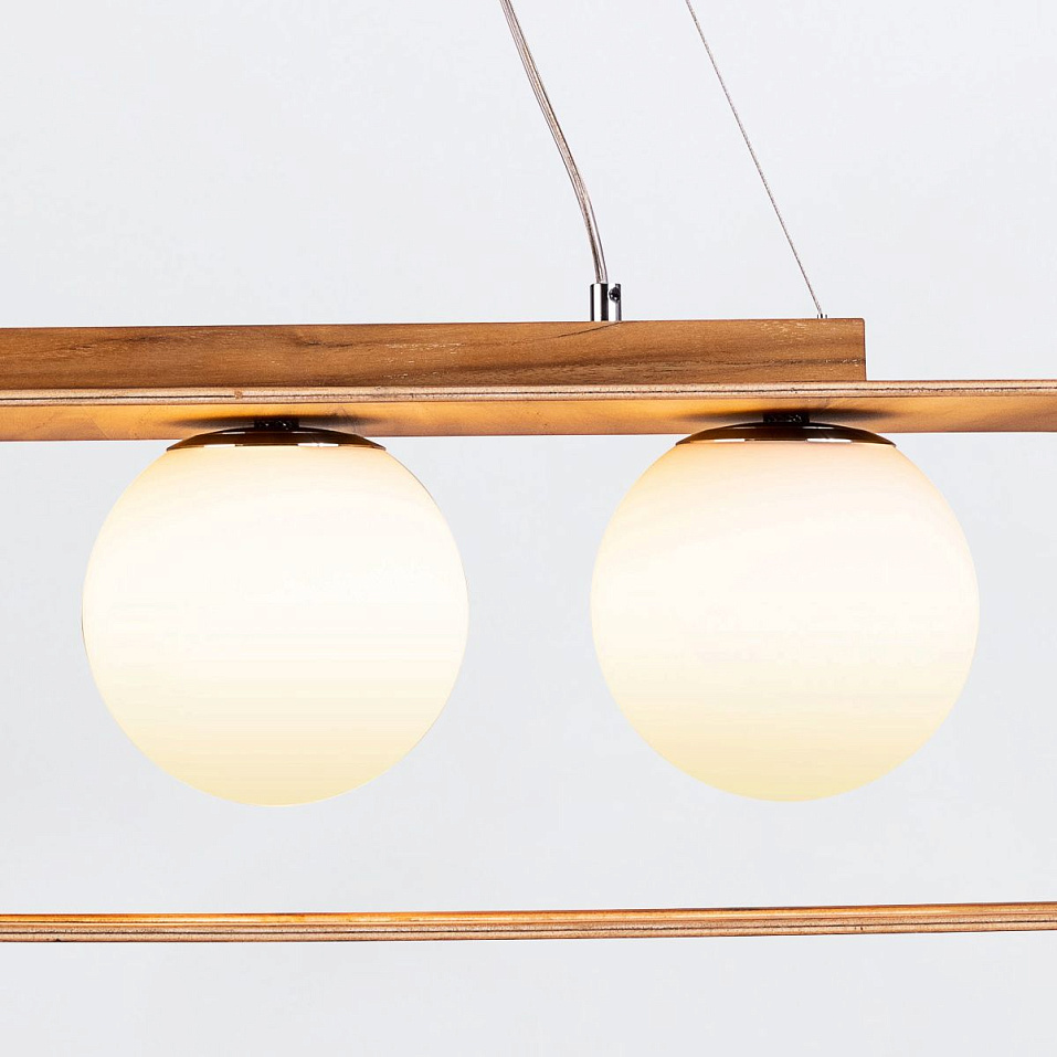 QN-SFERA-3P-TEAK  SFERA Teak Veneer /Nickel-Plated Aluminium /Opal// подвесной E27 3х40  х   