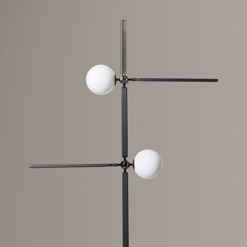 011F1M07GW.CE/UL PINOCCHIO FLOOR MATTE BLACK NICKEL/POLISHED BLACK NICKEL/WHITE/SMOKE GREY TRIHEDRON   