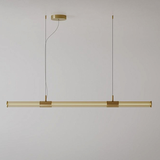 028S2M11B.CE/UL CROSS LINEAR LIGHT BURNISHED BRASS/BRONZE GLASS// подвесной LED х19.2  х  028S2M11B.CE/UL