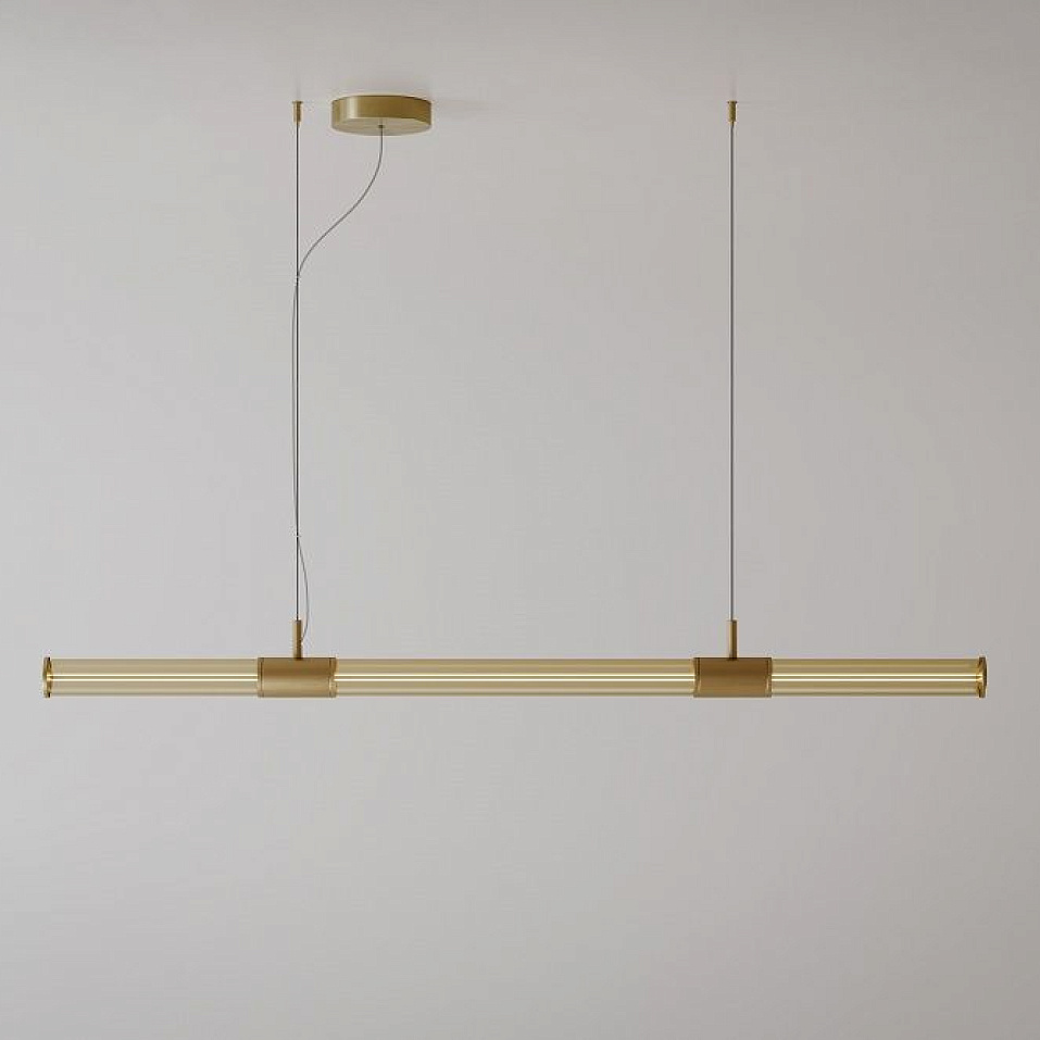 028S2M11B.CE/UL CROSS LINEAR LIGHT BURNISHED BRASS/BRONZE GLASS// подвесной LED х19.2  х   