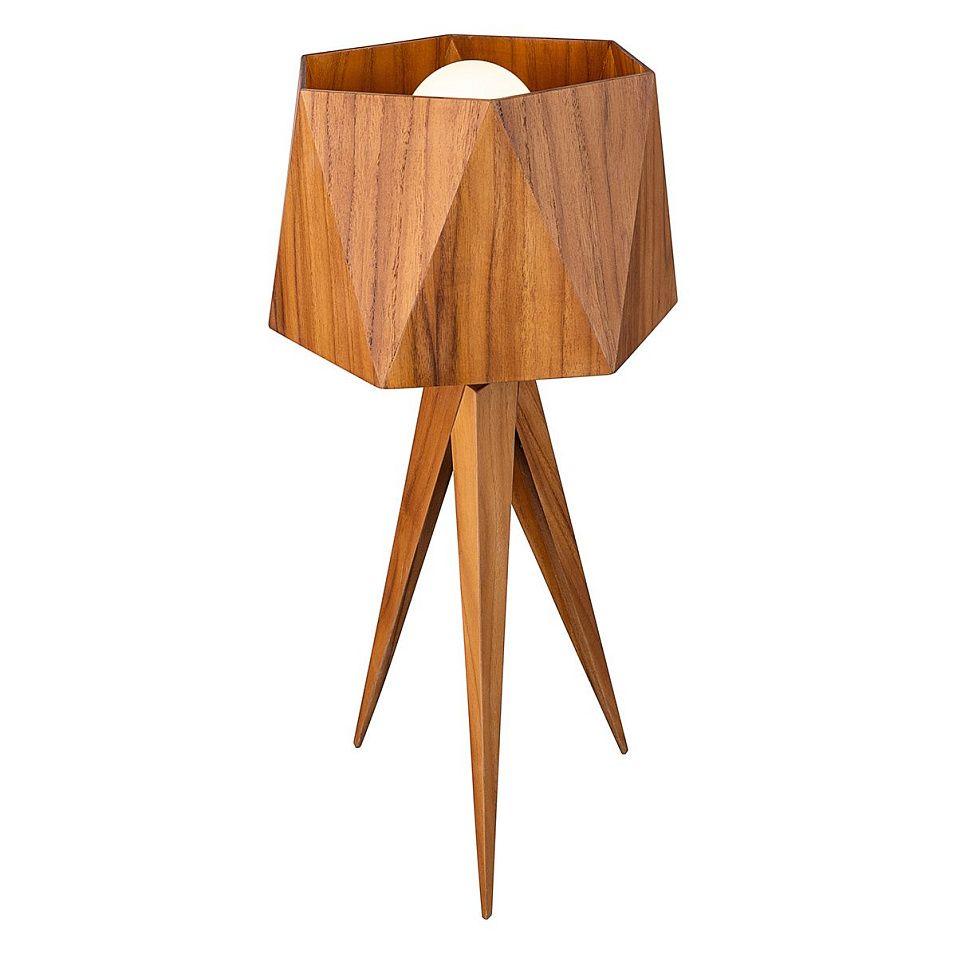 QN-ANGULAR-TL-TEAK ANGULAR Teak Veneer/ Nickel Plated Aluminium/Teak Veneer// настольный E27 1х40  х   