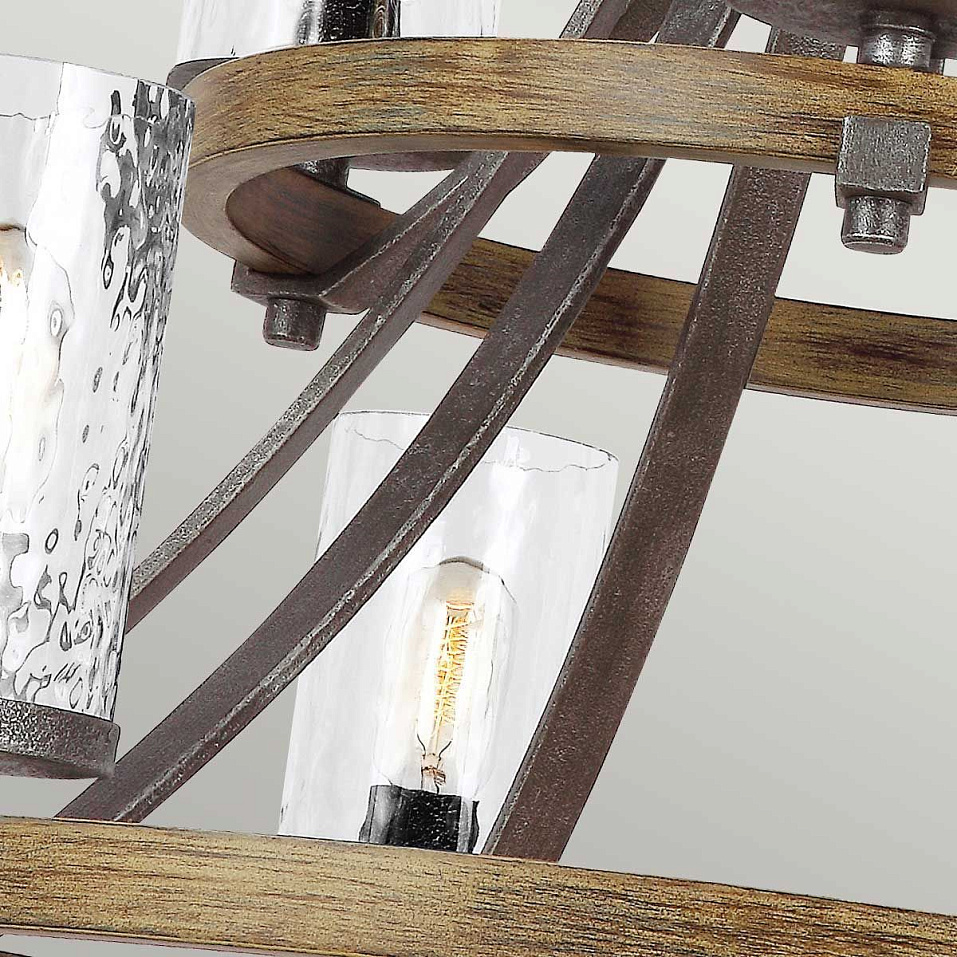 QN-ANGELO9 ANGELO Distressed Weathered Oak & Slate Grey Metal /Wavy Texture Glass // подвесной E27 9   