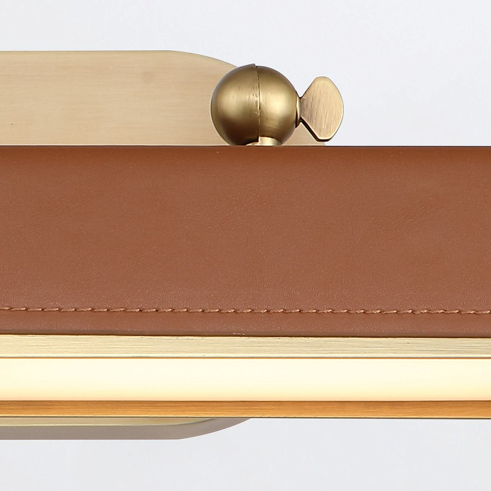 QN-VALISE-PL-M-VBS-CL  VALISE Vintage Brass/Cognac Leather ///Frosted подсветка для картин LED 1х18.   