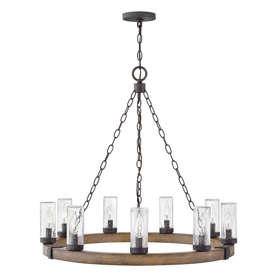 HK-SAWYER9-SQ   SAWYER Sequoia wood effect with rust Iron accents/Clear seeded // подвесной E14 9х40   
