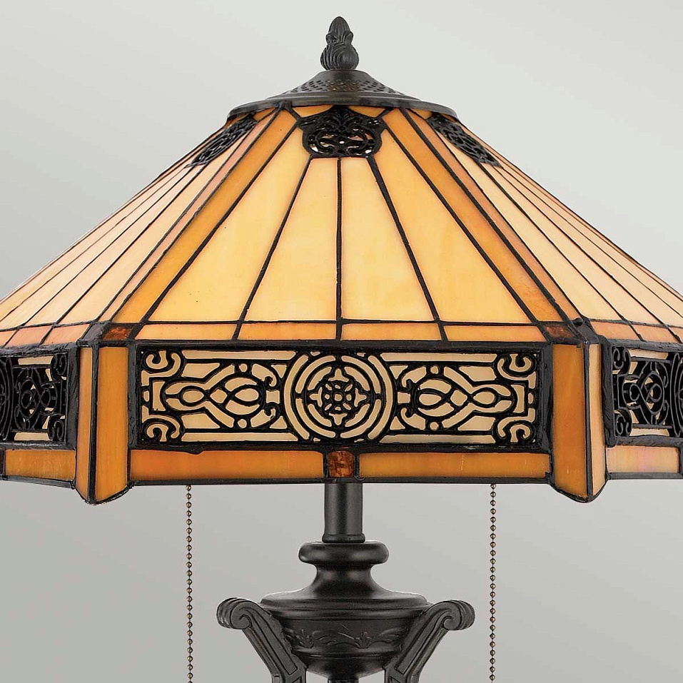 QZ-INDUS-TL  Vintage Bronze/Cream, Orange & Amber// настольный E27 2х60  х   