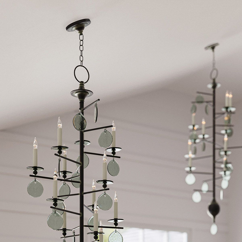 QNC-SETHOS-12P-ABK SETHOS Old Iron/ Recycled Glass/// подвесной E14 12х60  х   