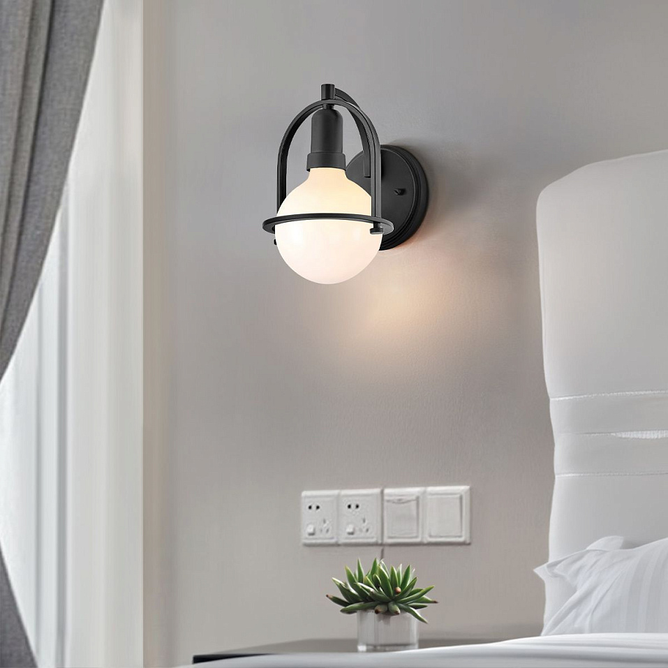 QN-SOMERSET1-BK SOMERSET Black/Opal// настенный E27 1х60  х   