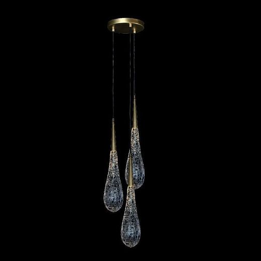 DROP 3 D210 mm Drop Three Pendant латунь/прозрачный/кракле// подвесной G9 3х40  х  DROP 3 D210 mm