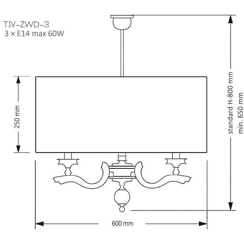 TIV-ZWD-3(N) TIVOLI полированный никель/серый// подвесной E14 3х60  х   