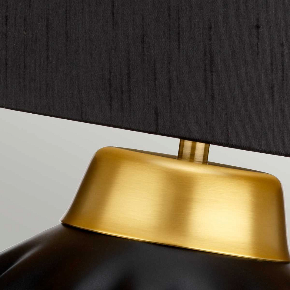 QN-BEXLEY-TL-BKBB BEXLEY Black & Brushed Brass/Black with gold laminate inner// настольный E27 1х60    