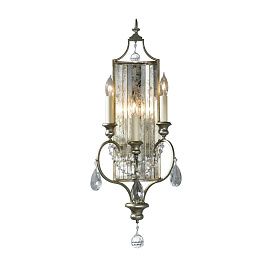 FE-GIANNA3W GIANNA Gilded Silver/Antiqued Mirrored Glass/// настенный E14 3х60  х  FE-GIANNA3W