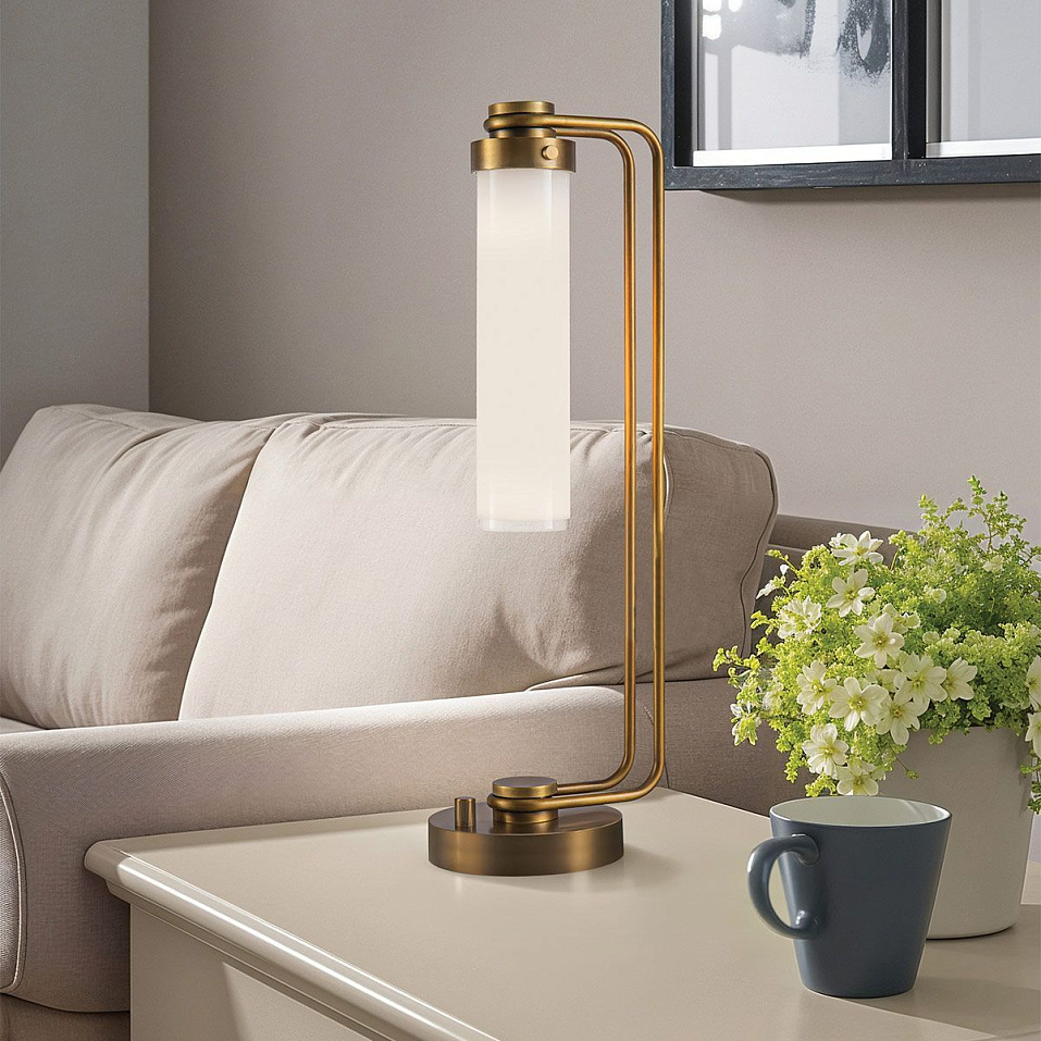 QN-WYNWOOD-TL-VBS  WYNWOOD Vintage Brass/Glossy Opal// настольный E27 1х60  х   