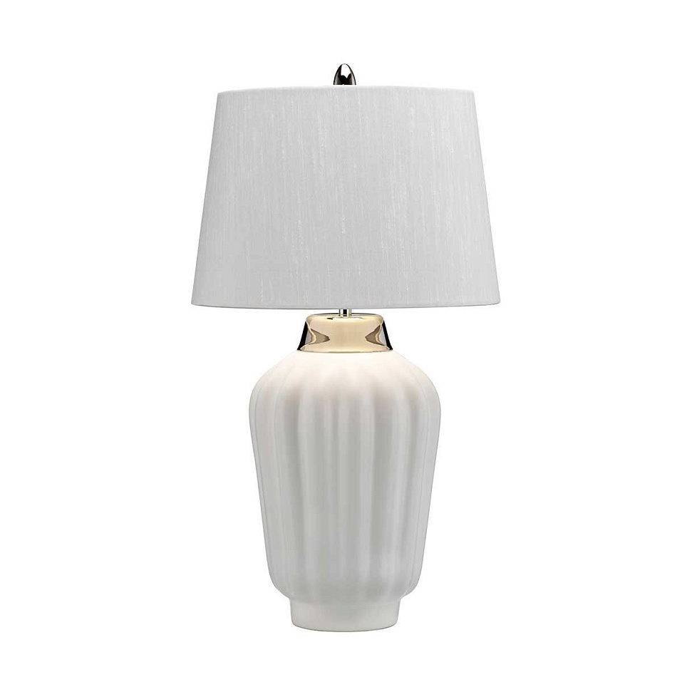 QN-BEXLEY-TL-WPN BEXLEY White & Polished Nickel/Light Ivory with silver laminate inner// настольный    