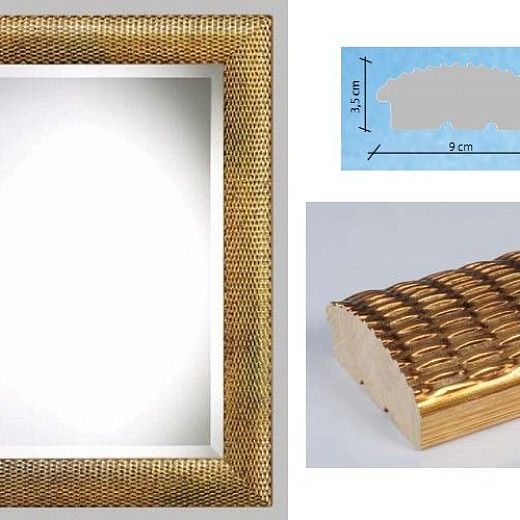 466RMO468/466 rett 48x68/64x84 Зеркало, gold foil, дерево/стекло, 64х84х3,5 см  466RMO468/466 rett 48x68/64x84