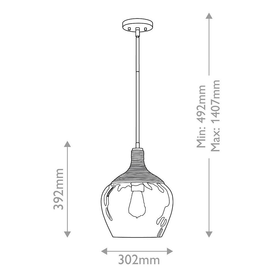 QZ-ROYER-1P-MBK ROYER Matte Black with natural rope /clear mottled blown // подвесной E27 1х60  х   