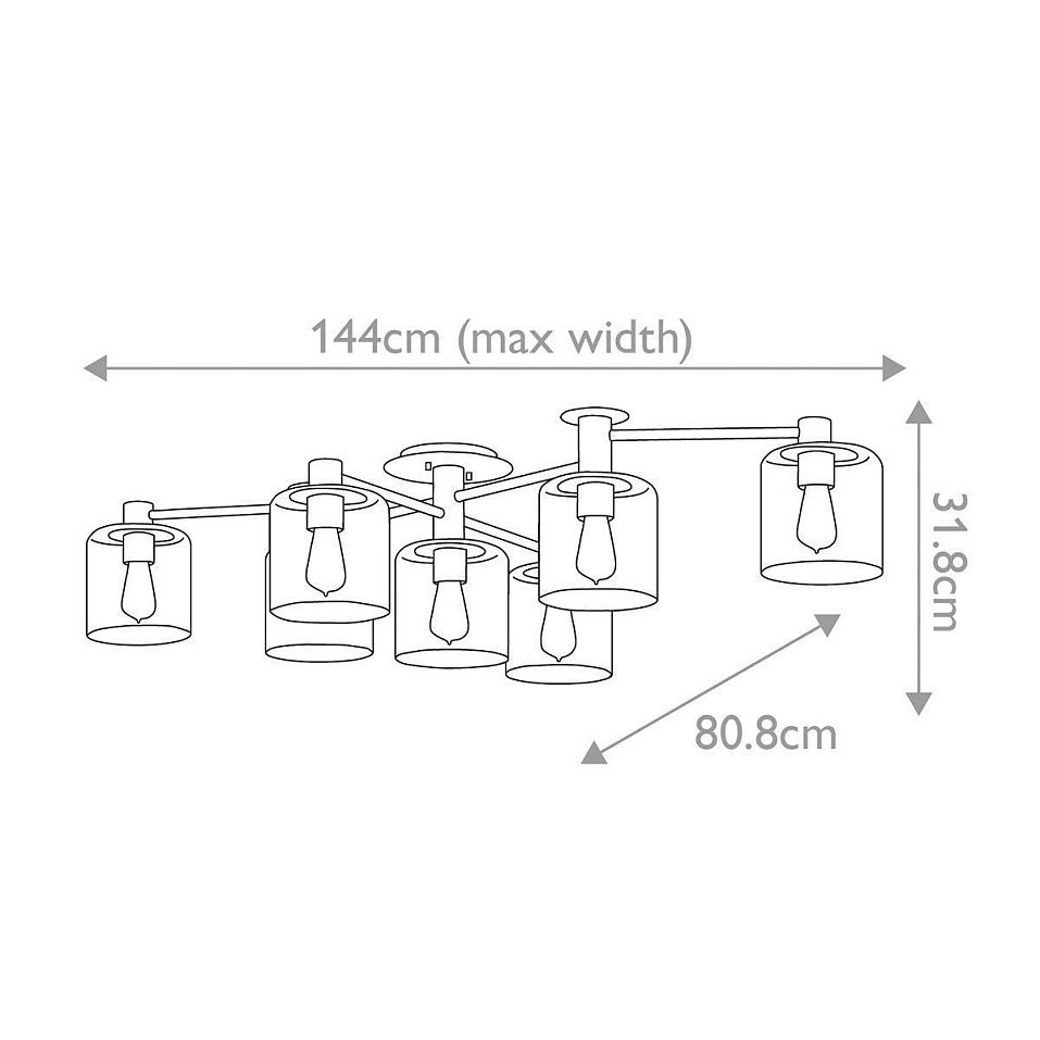QN-AXEL7-BK  ALEX Black with Heritage Brass/Clear// потолочный E27 7х60  х   