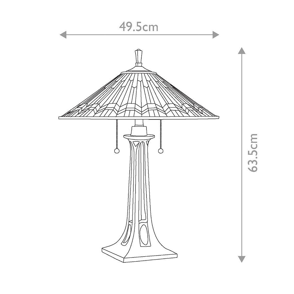 QZ-ALCOTT-TL  Valiant Bronze/Tiffany Glass// настольный E27 2х60  х   