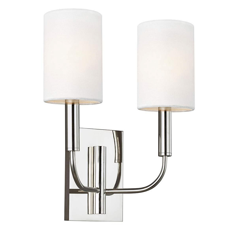 FE-BRIANNA2-PN BRIANNA Polished Nickel/White Linen// настенный E14 2х40  х   