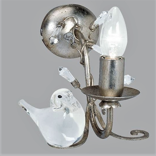 GM 16  silver/glass bird left// настенный E14 1х40  х  GM 16
