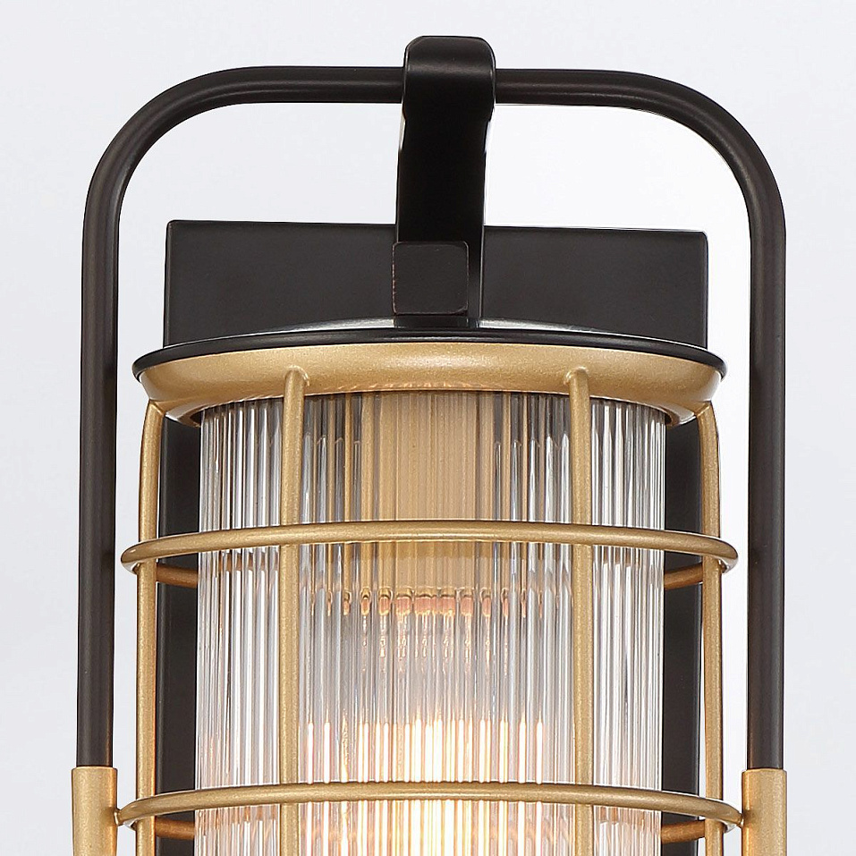 QN-RIVAMAR-S-BLK-GD RIVAMAR Black and Brushed Gold/Clear Ribbed// настенный E27 1х40  х   