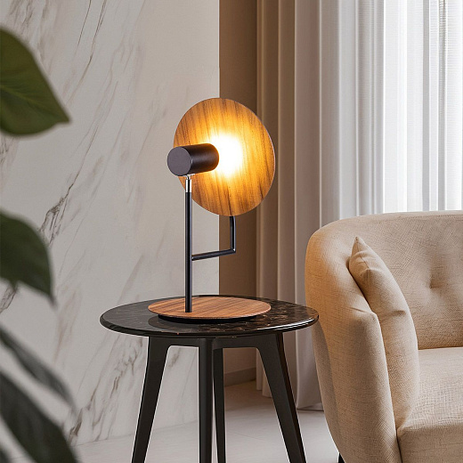 QN-DOT-TL-TEAK DOT Teak Veneer/Black/Nikel/Teak Veneer// настольный GU10LED 1х8  х  QN-DOT-TL-TEAK