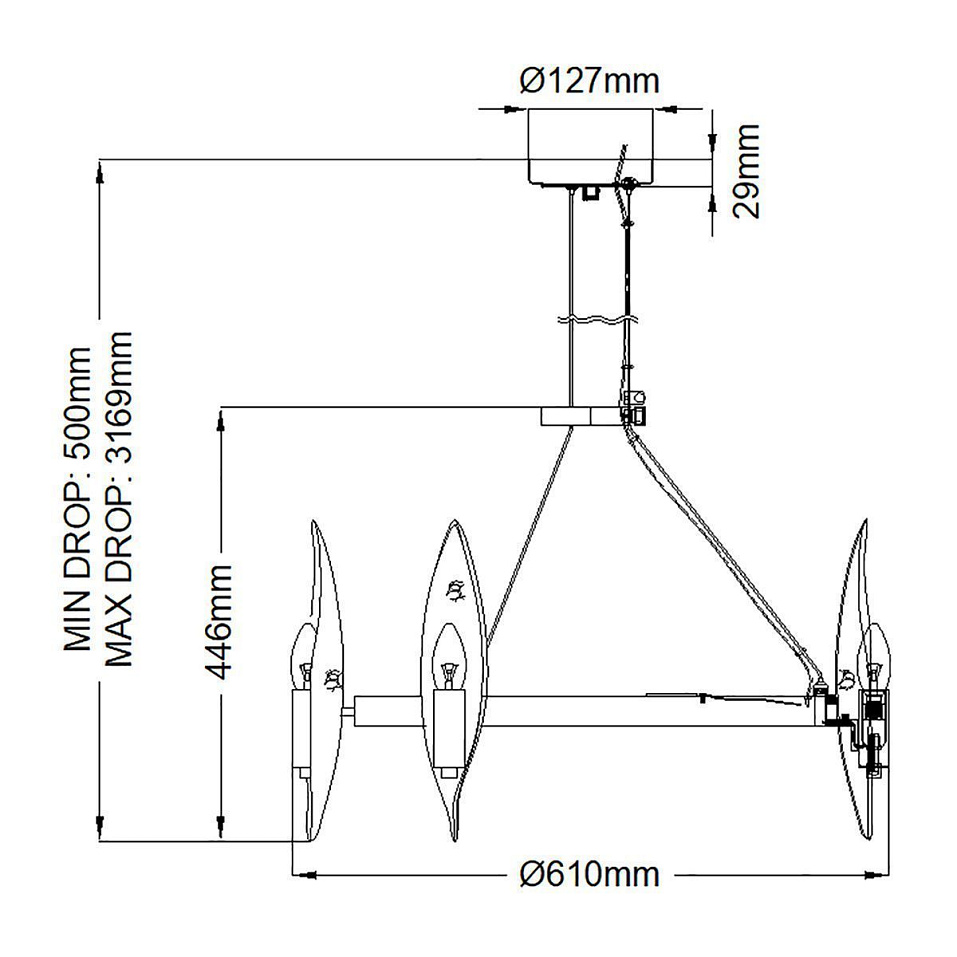QN-WILLOW6-CBK WILLOW черный/золото// подвесной E14 6х60  х   