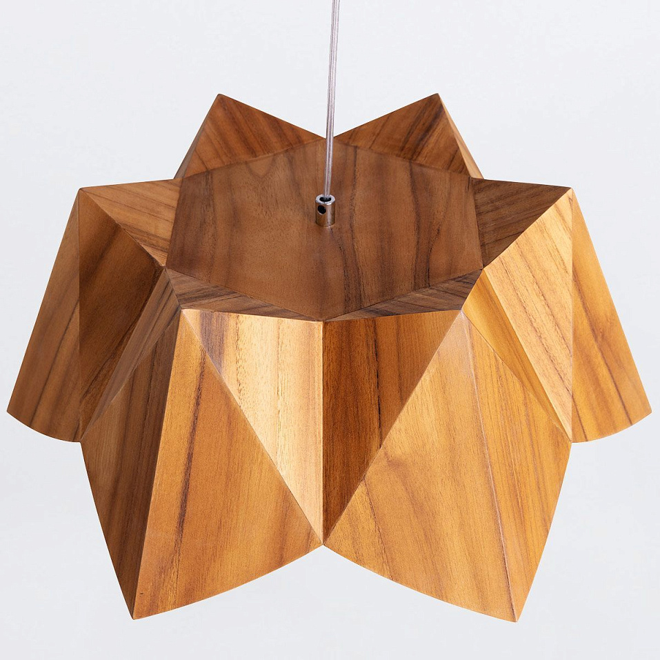QN-PHYSALIS-P-M-TEAK PHYSALIS Teak Veneer /Nickel Plated Aluminium/Teak Veneer// подвесной E27 1х60    