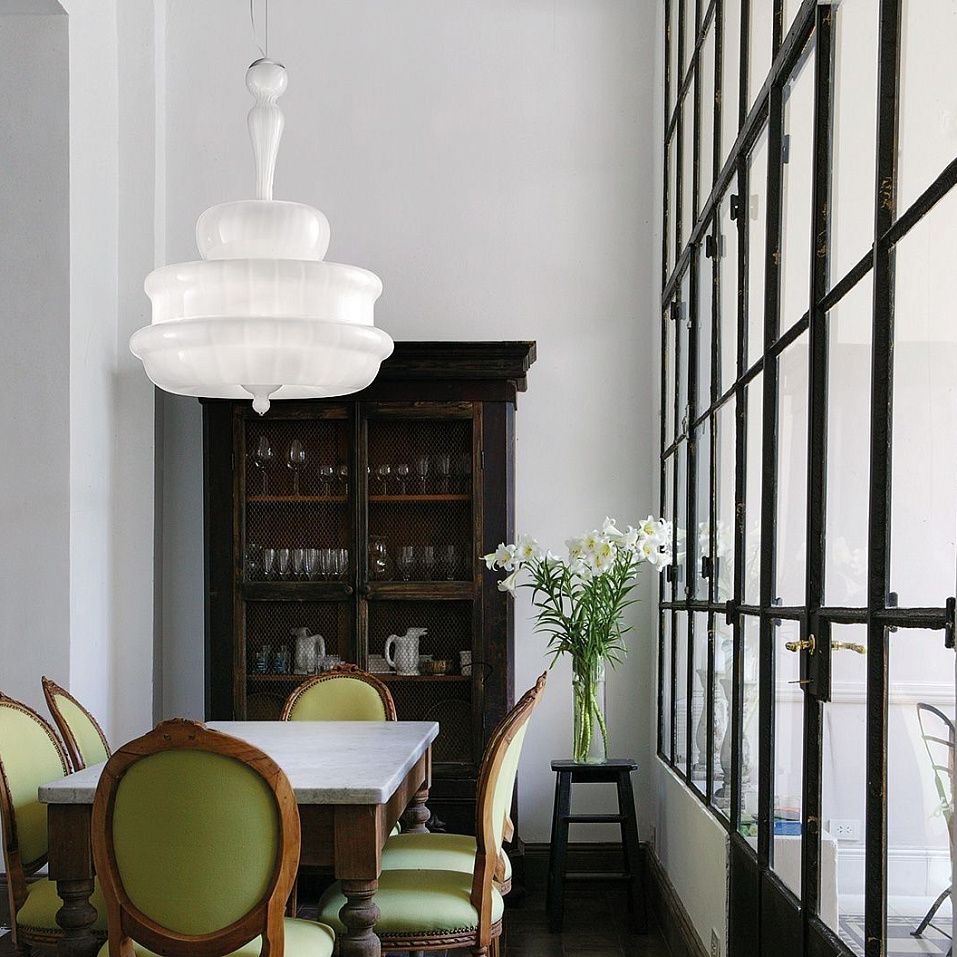 NOVECENTO SP G BC/RI  CR NOVECENTO chrom/white// подвесной E14 5х60  х   