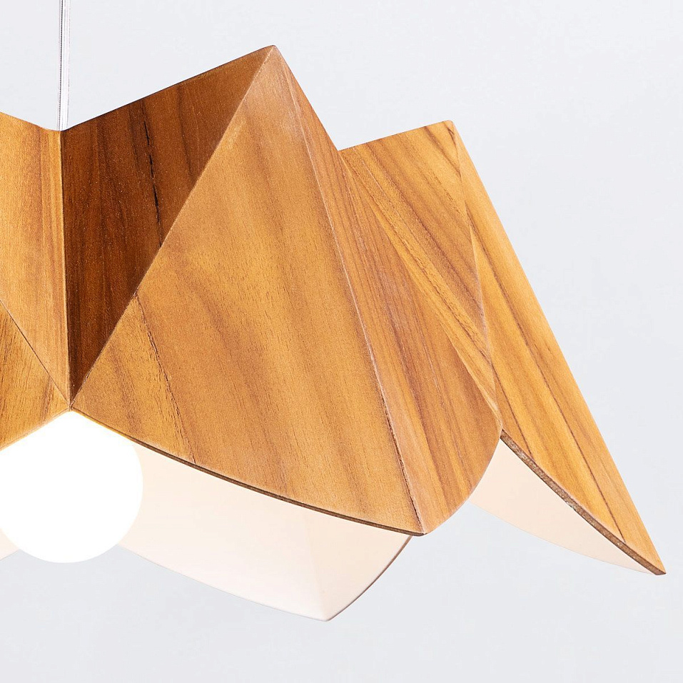 QN-PHYSALIS-P-M-TEAK PHYSALIS Teak Veneer /Nickel Plated Aluminium/Teak Veneer// подвесной E27 1х60    