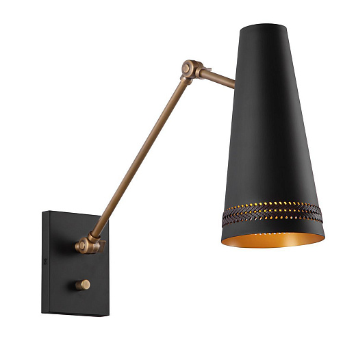QN-BRICKELL-1WB-MBHL BRICKELL Matte Black/Brass/Matte Black// настенный E27 1х60  х  QN-BRICKELL-1WB-MBHL