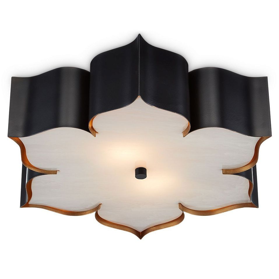 QNC-GRAND-LOTUS-F-L-BCGL GRAND LOTUS Matte Black / Contemporary Gold///Faux Alabaster потолочный E27   