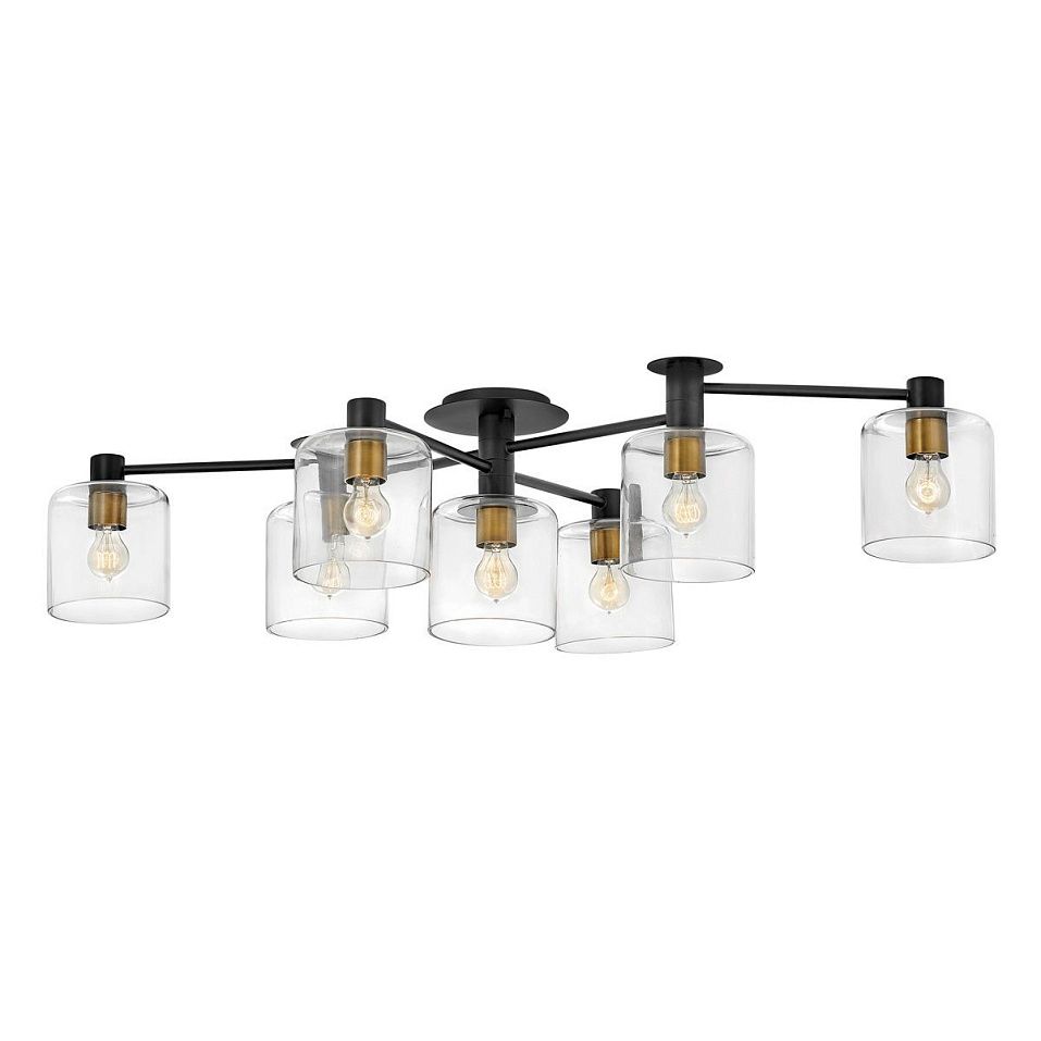 QN-AXEL7-BK  ALEX Black with Heritage Brass/Clear// потолочный E27 7х60  х   