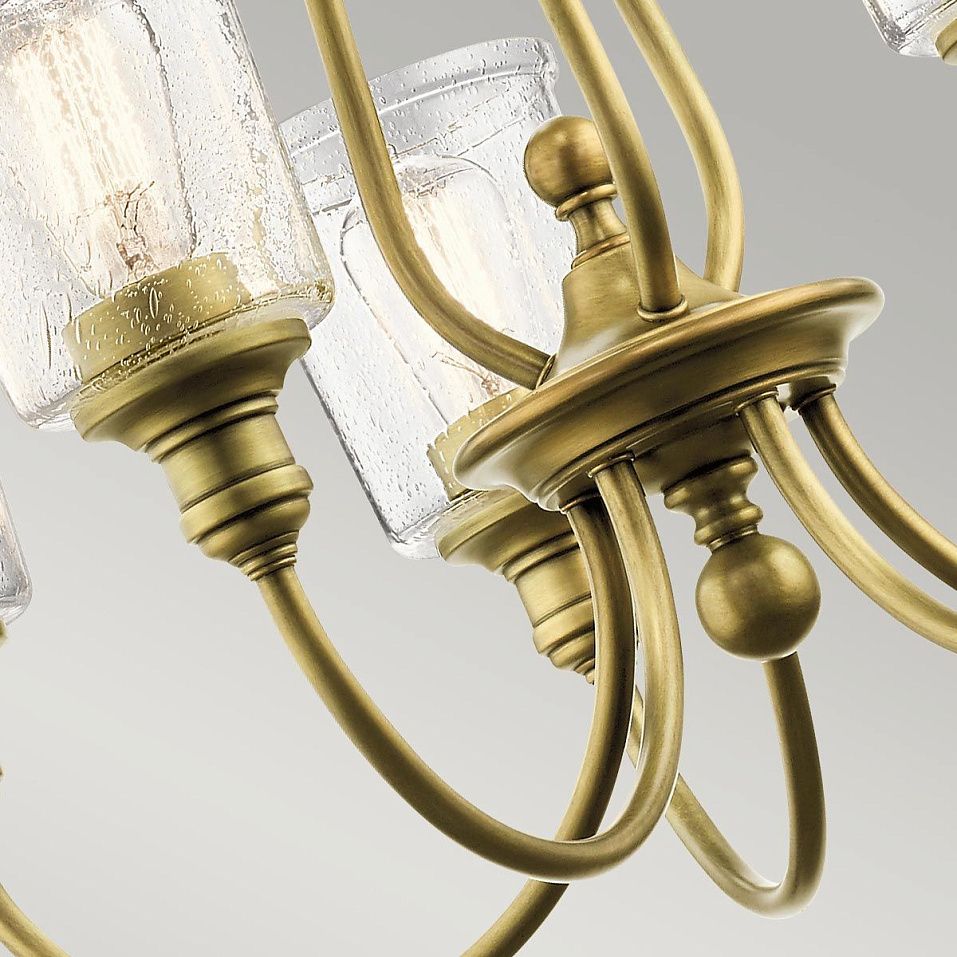 KL-WAVERLY5-NBR WAVERLY Natural Brass/Seeded Glass // подвесной E14 5х60  х   
