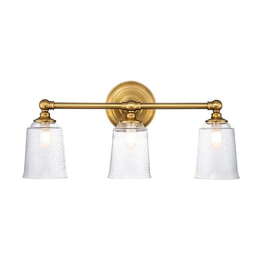 FE-HUGOLAKE3BATH-BB HUGOLAKE Burnished Brass /Clear Seeded Glass//прозрачный настенный G9 LED 3х3.5   FE-HUGOLAKE3BATH-BB
