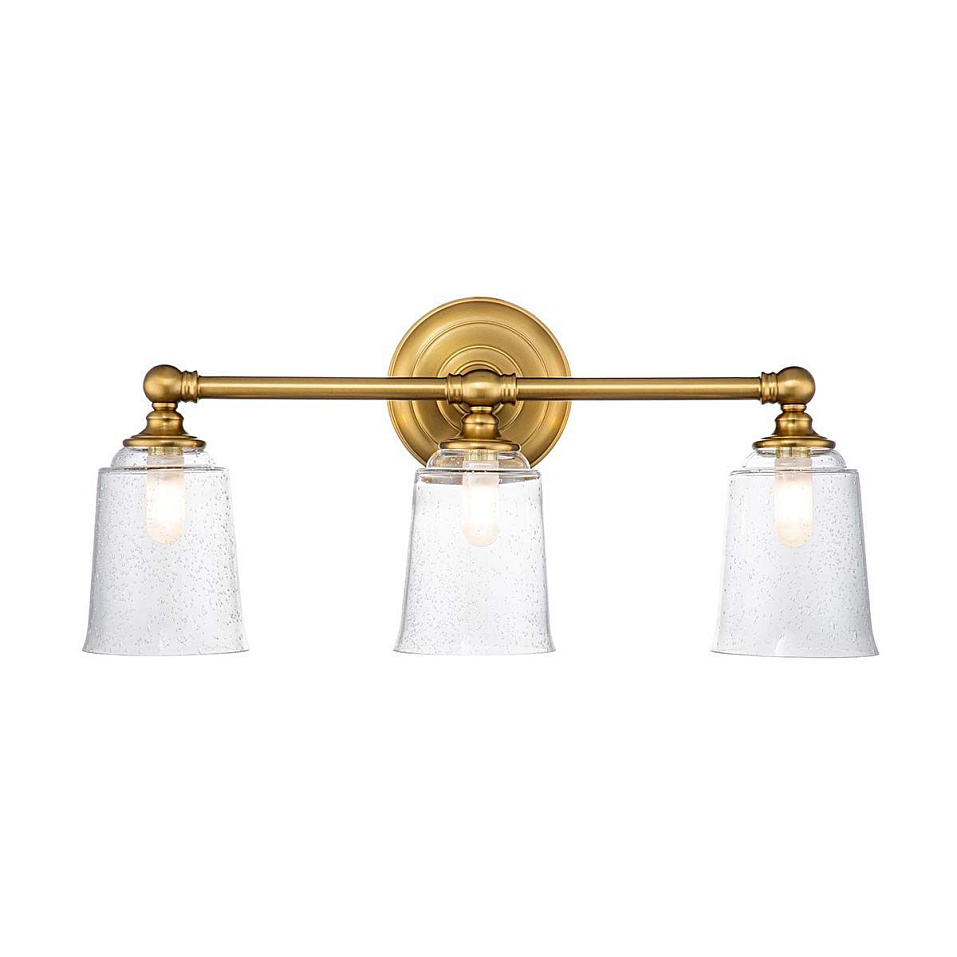 FE-HUGOLAKE3BATH-BB HUGOLAKE Burnished Brass /Clear Seeded Glass//прозрачный настенный G9 LED 3х3.5    
