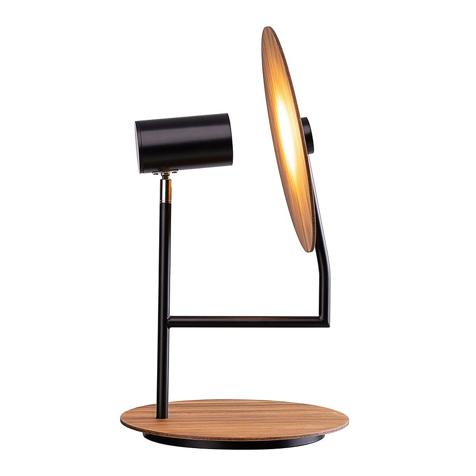 QN-DOT-TL-TEAK DOT Teak Veneer/Black/Nikel/Teak Veneer// настольный GU10LED 1х8  х   