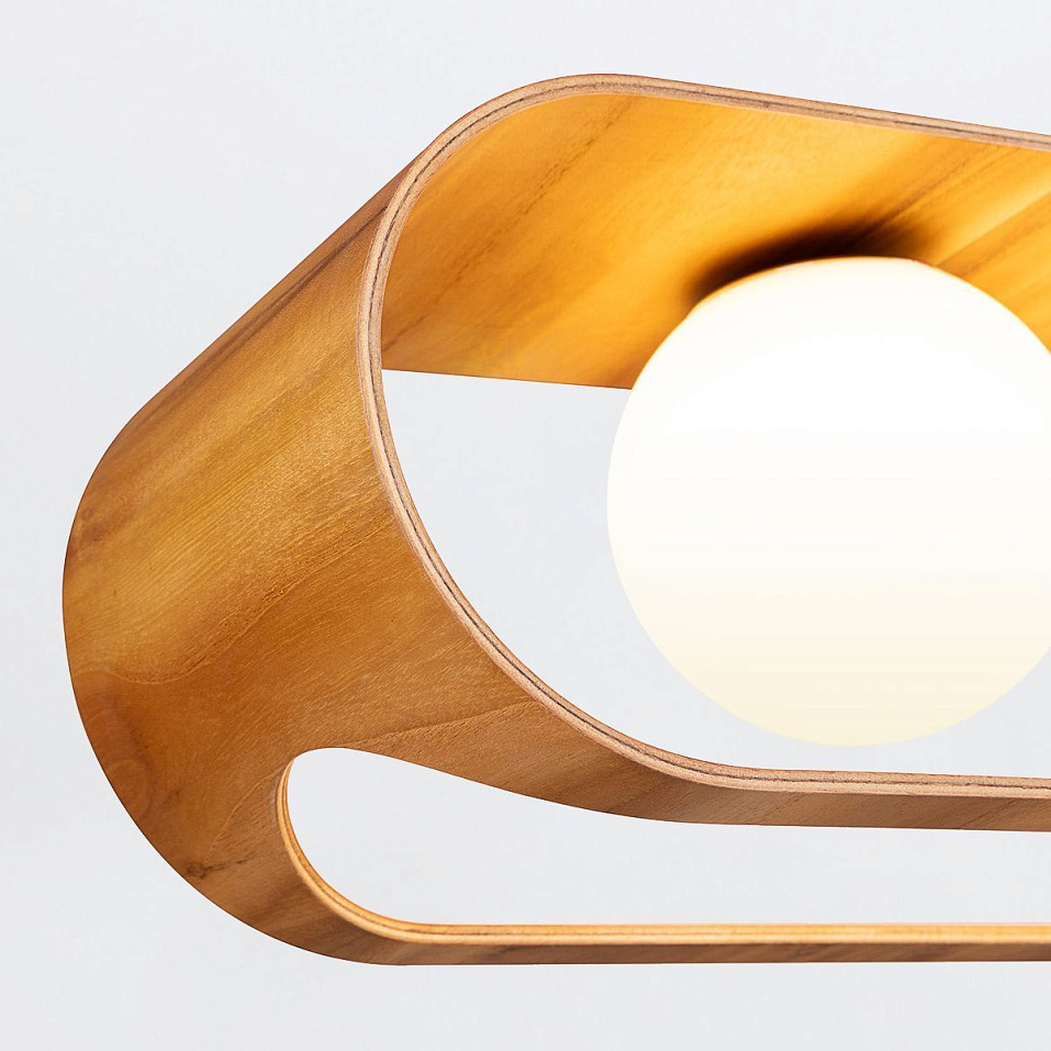 QN-SFERA-3P-TEAK  SFERA Teak Veneer /Nickel-Plated Aluminium /Opal// подвесной E27 3х40  х   